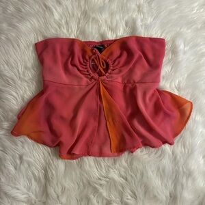 Wild Fable Pink and Orange Ruched Crop Top
